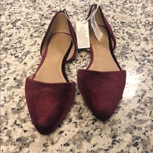 Maroon Velvet Flats